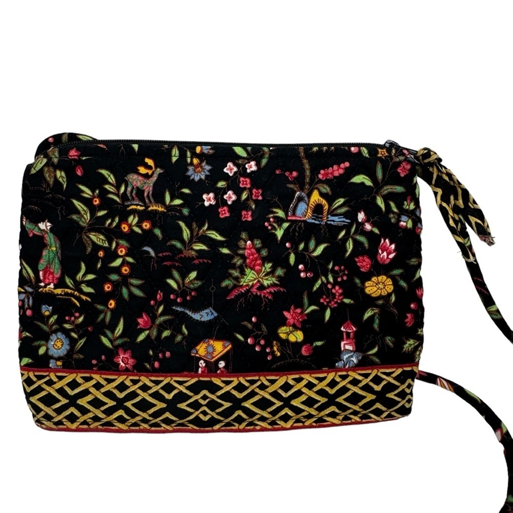 Vera‎ Bradley Petite Ming Elite Quilted Crossbody Purse Retired Floral Black - Picture 4 of 13
